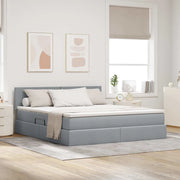 Letto con contenitore e LED Grigio chiaro 180 x 200 cm Tessuto