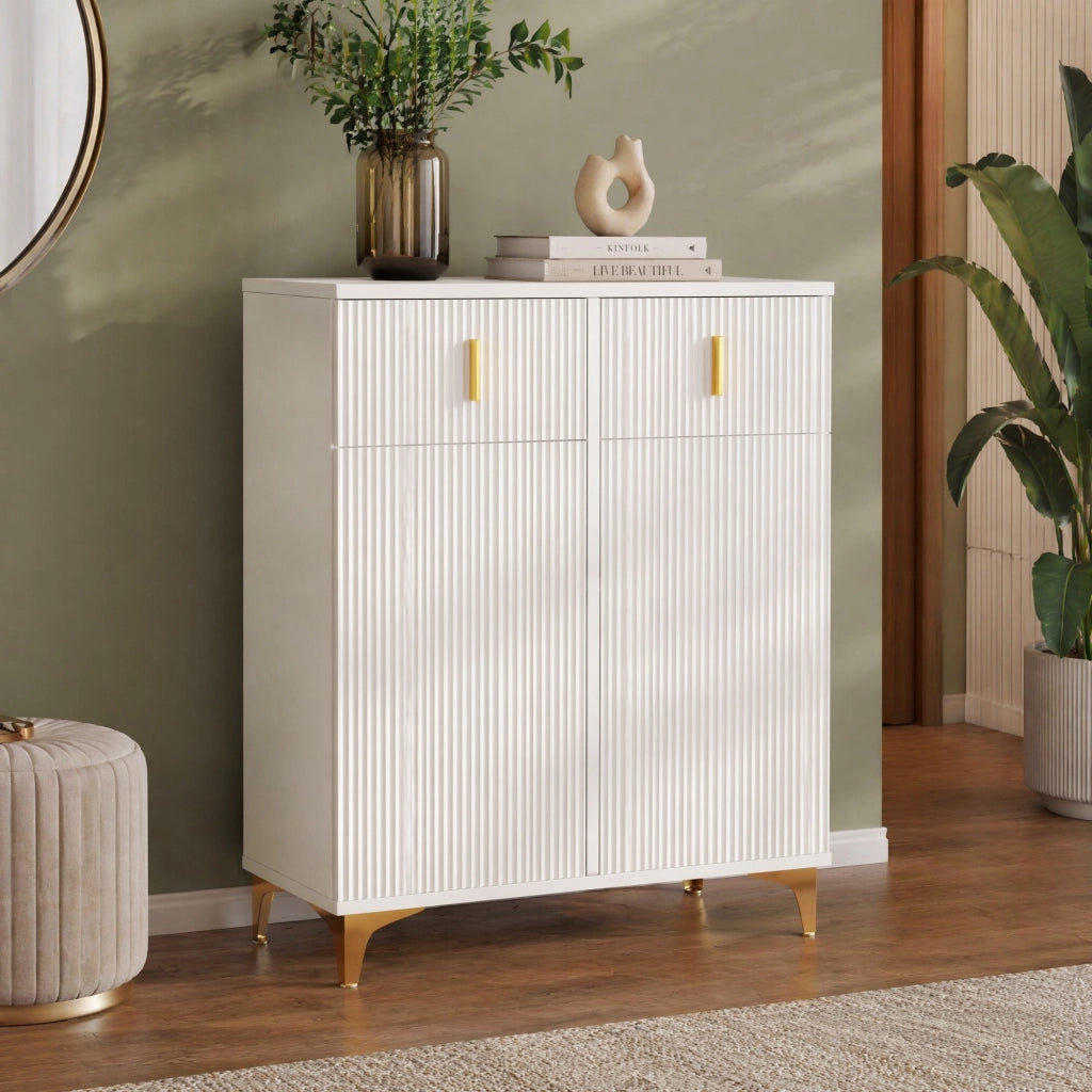 Sideboard con 2 cassetti, 2 ante e ripiani regolabili, bianco