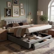 letto con contenitore in velluto grigio 160 x 200 cm