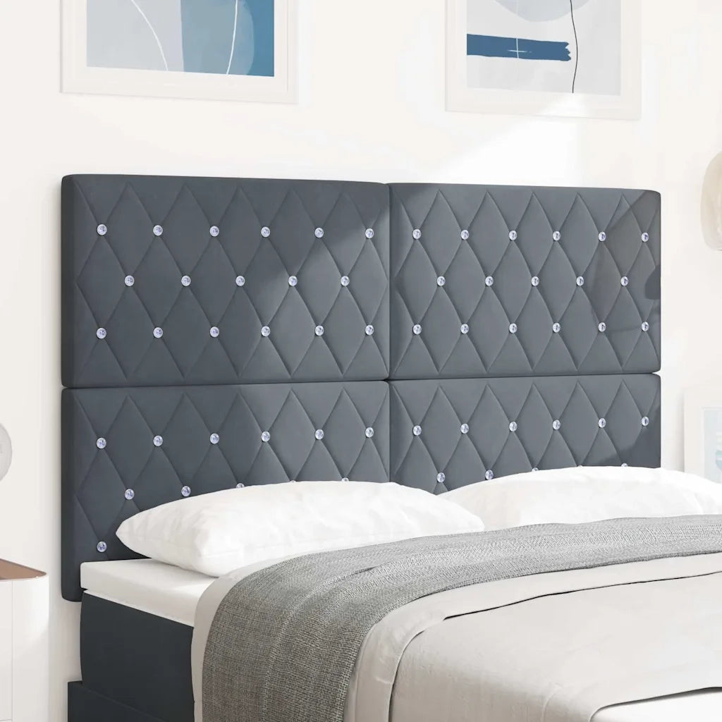 Testiera LED con strisce LED Grigio scuro 144 cm Velluto 3338361