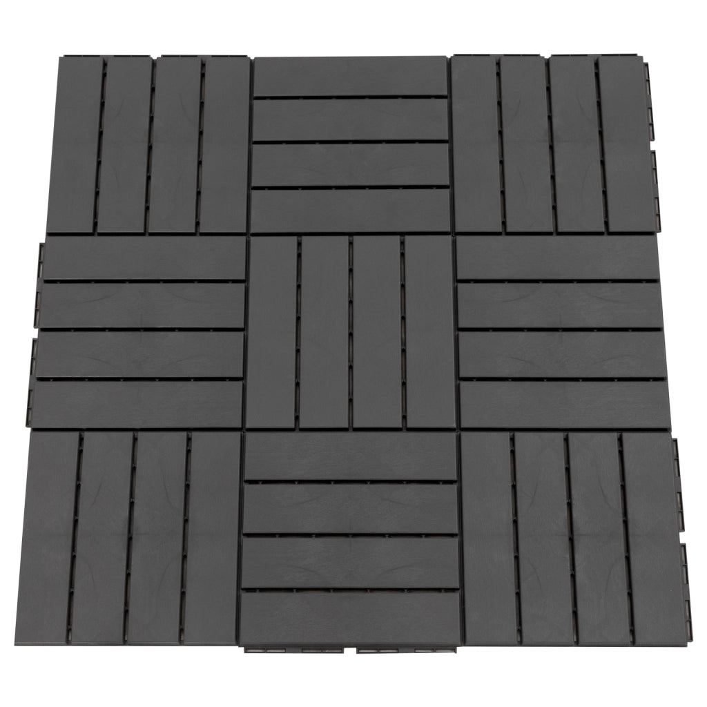 Piastrelle da Giardino Set 9 Pezzi - Xylo - Effetto Legno Nero Plastica Componibile