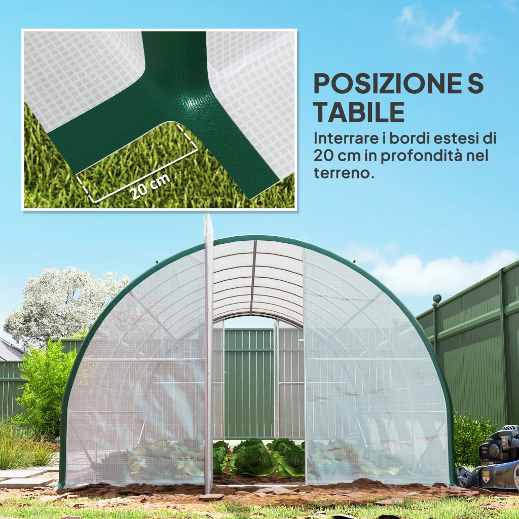 Serra da Giardino ¨C Minimal ¨C Bianco e Verde, 6x3 m, PE, Poliestere, Acciaio Zincato