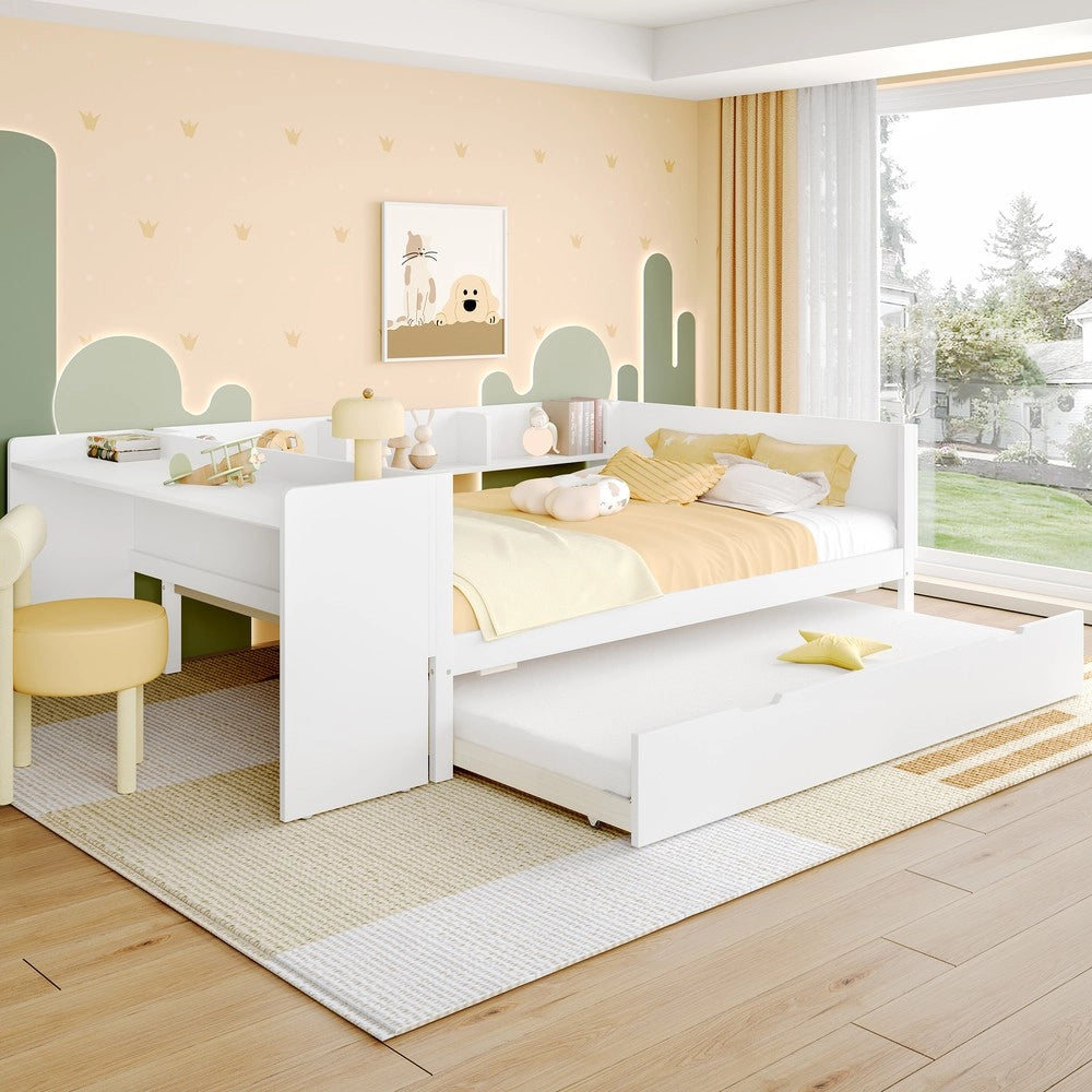 Letto con Scrivania e Rollbett ¨C MINIMAL ¨C Pino Bianco 140x200