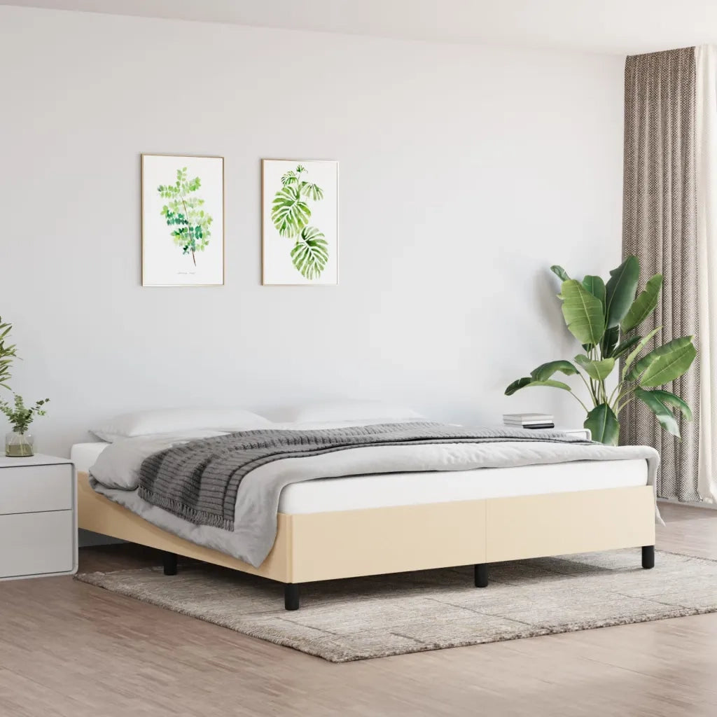 Letto matrimoniale | Letto per adulti | Giroletto senza Materasso Crema 180x200 cm in Tessuto
