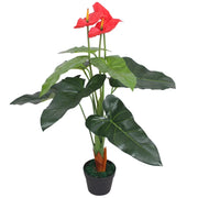 Anturium Pianta Artificiale con Vaso 90 cm Rosso e Giallo cod mxl 55215