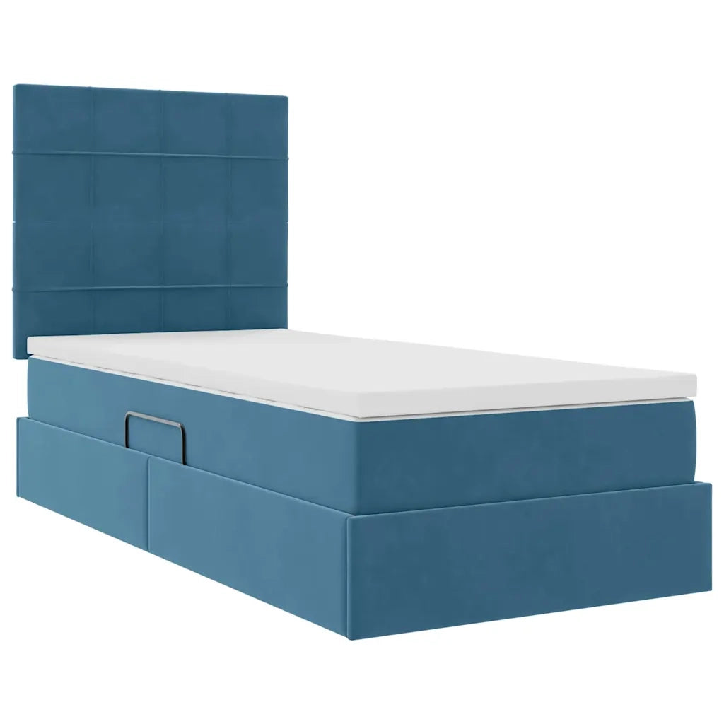 Letto con contenitore e LED Blu Scuro 90 x 200 cm Velluto