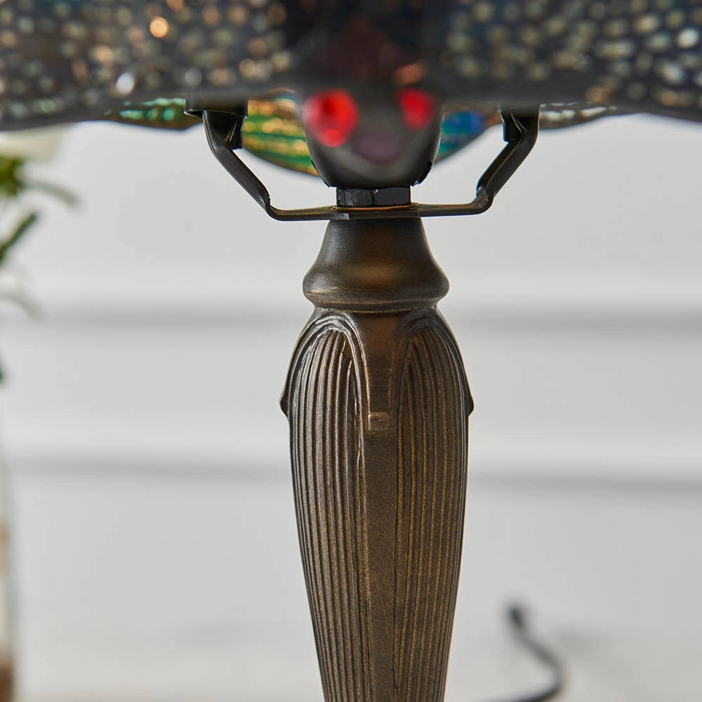 Lampada da tavolo Tiffany Dragonfly blu-verde E14 40W
