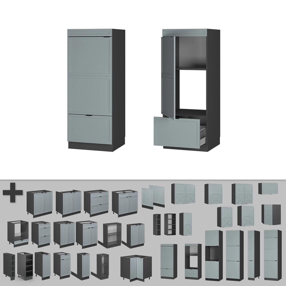 Mobile cucina microonde Fame-Line Blu-grigio chiaro/Antracite 60 cm Vicco