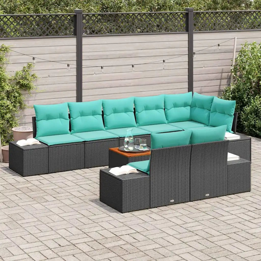 Set Divano da Giardino 9 pz Nero e turchese 3356646