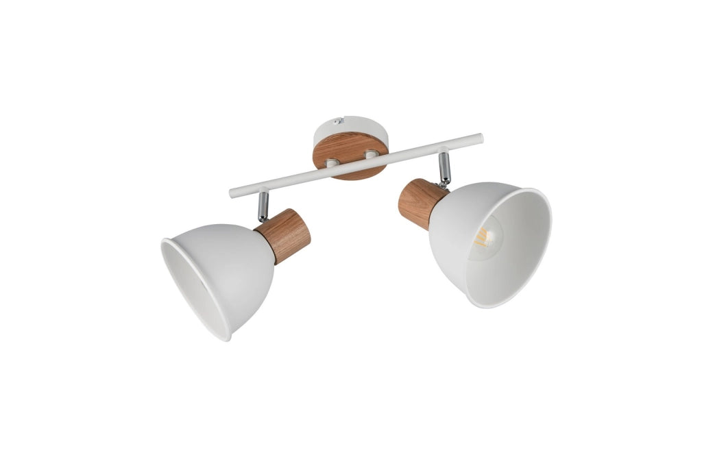 Faretto da soffitto industriale DELUME 2xE27 bianco legno