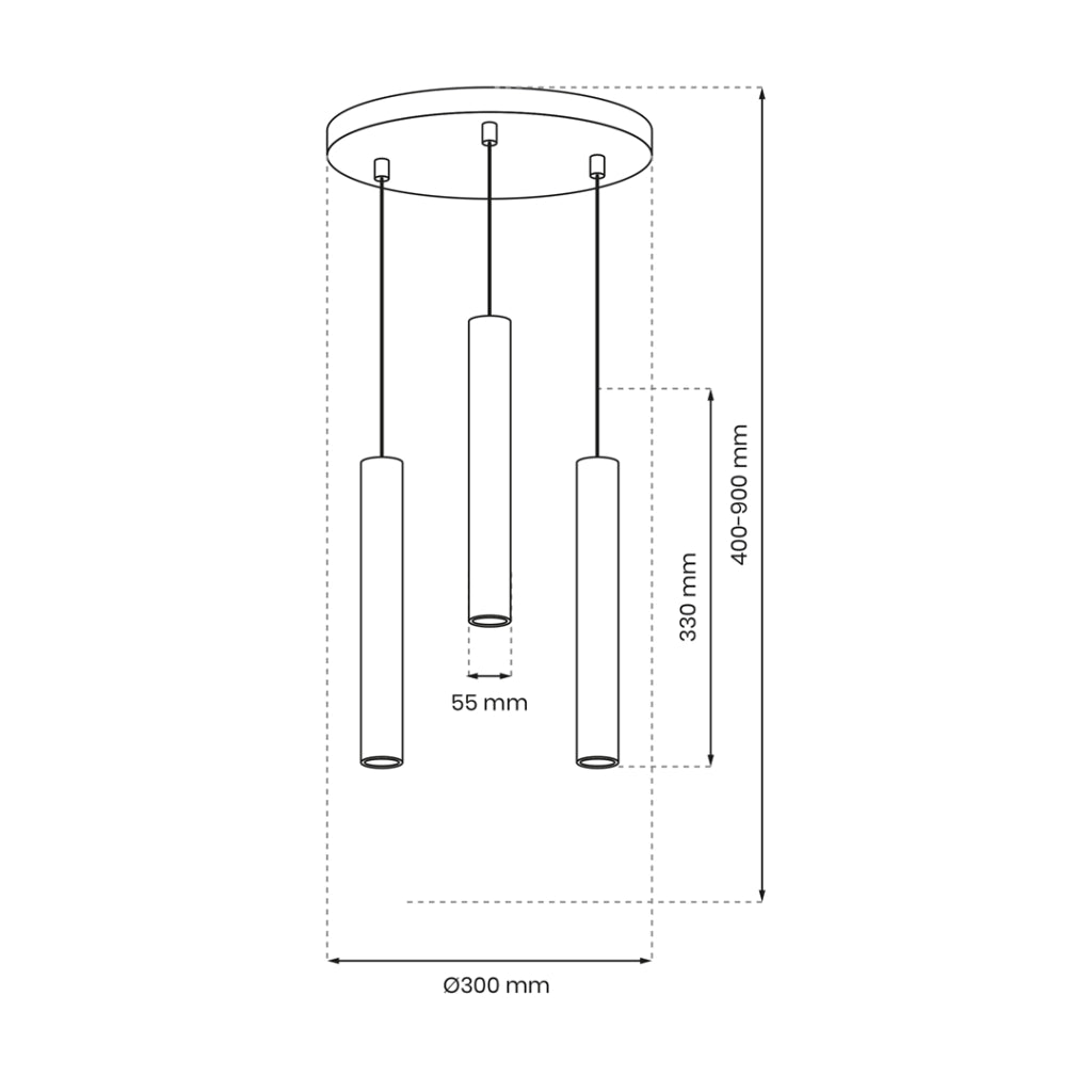 Lampada a sospensione nera 3xGU10 Milagro Hudson Ø30cm