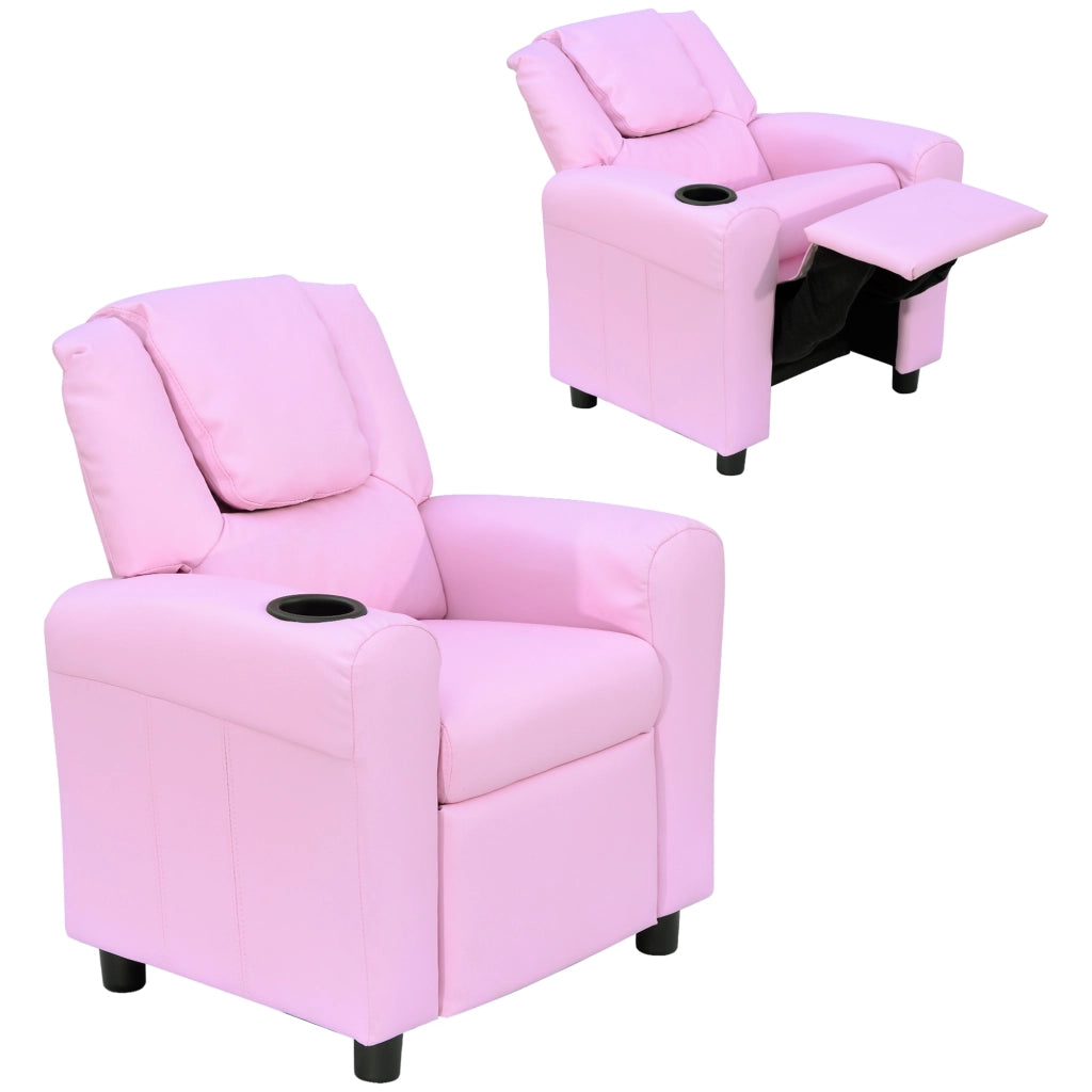 Divano per bambini con braccioli e poggiapiedi ¨C Minimal ¨C rosa