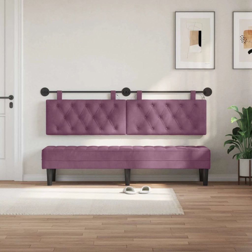 Testiera | Testata sospesa Con luce LED Viola Velluto