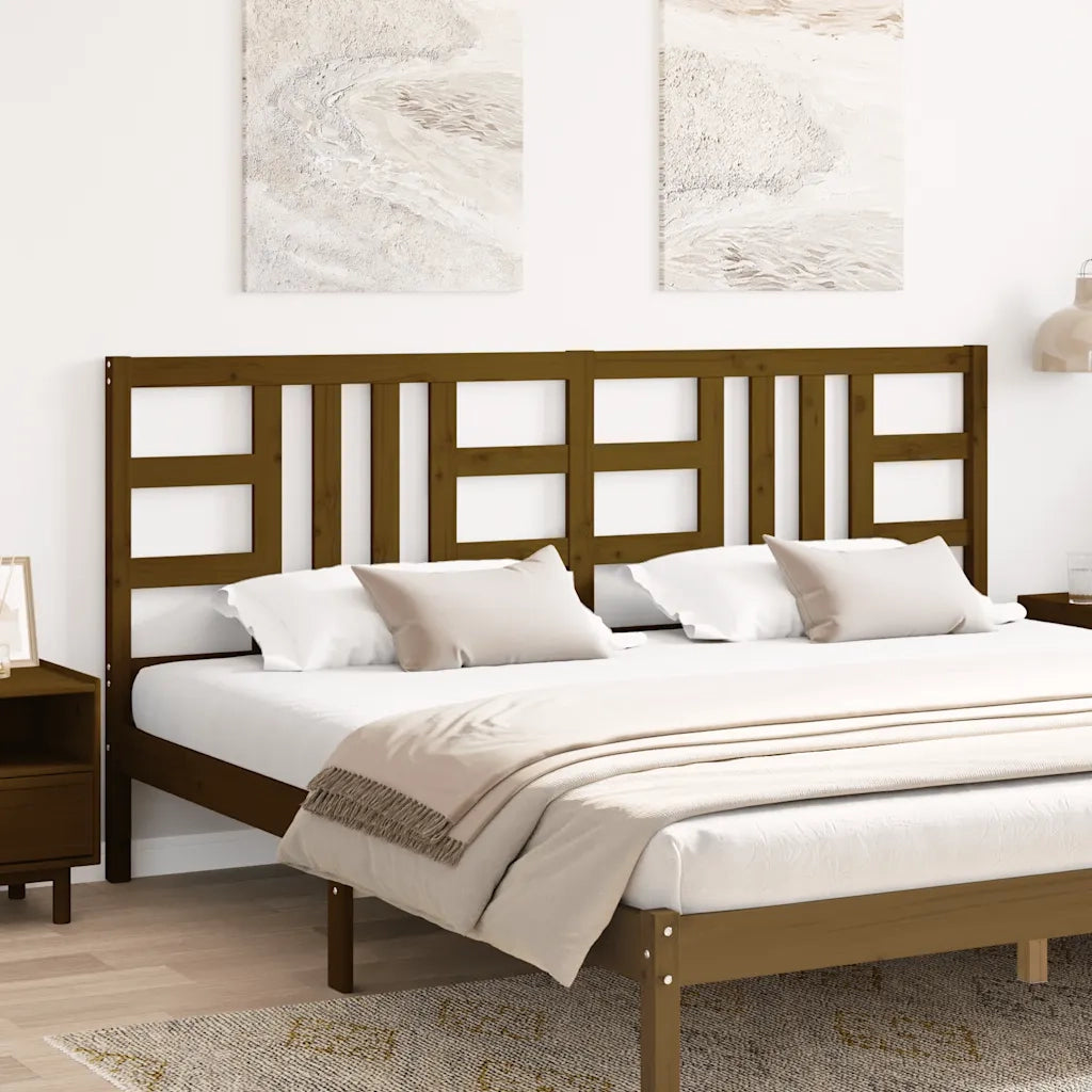 Testiera per Letto Miele 206x4x100 cm in Legno Massello di Pino