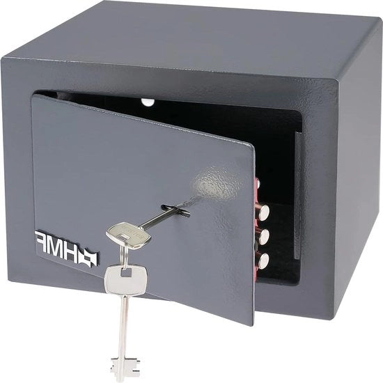 Cassa di sicurezza con chiave - cassaforte 23 x 17 x 17 cm antracite
