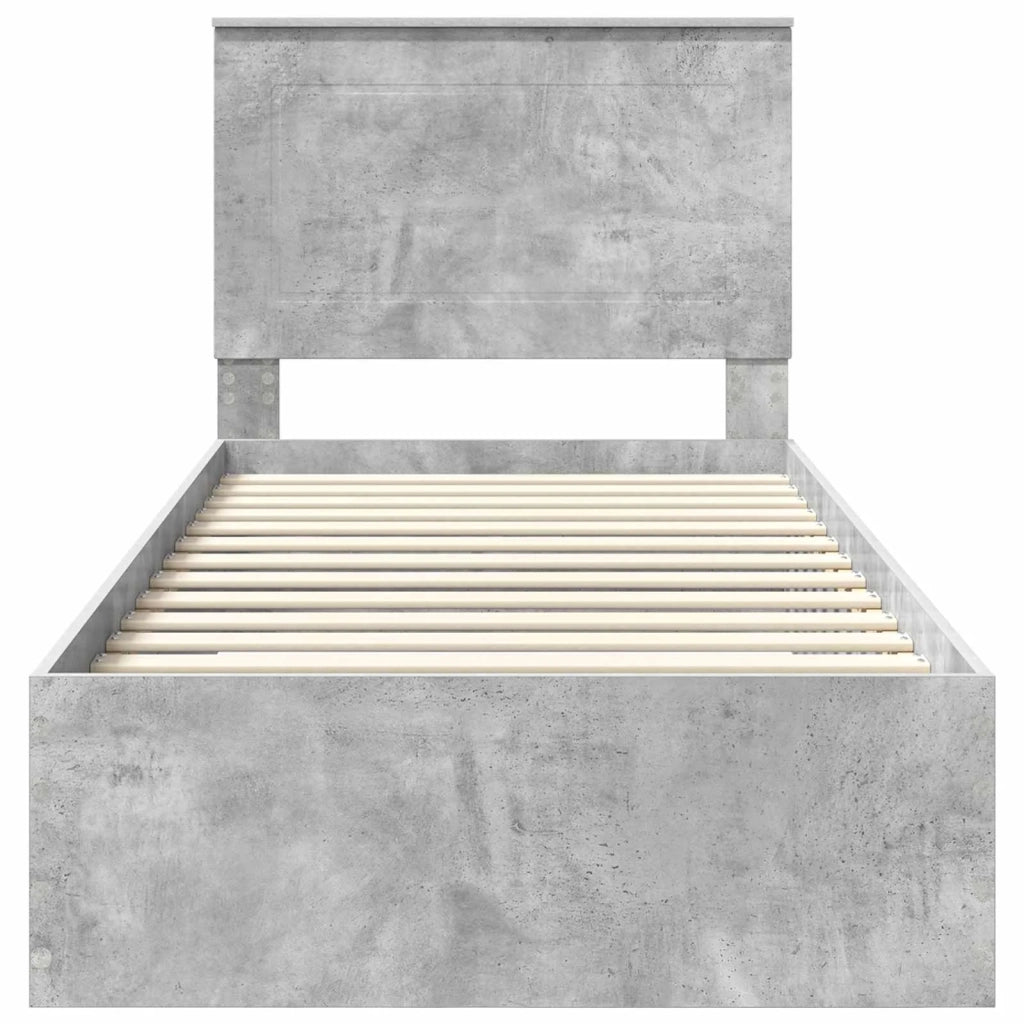 Letto singolo | Letto per adulti | Struttura del letto con testiera Grigio cemento 90 x 200 cm