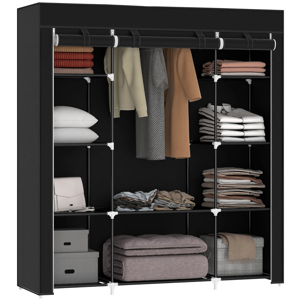 Armadio con Ante ¨C zephmum ¨C Tessuto, Nero, 150x43x162.5 cm