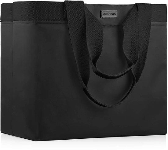 Sacca da lavoro XXL impermeabile per donne, nera (con 2 tasche)