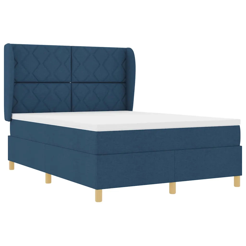 Letto a molle con testiera Blu 190 x 140 cm Tessuto 3340815