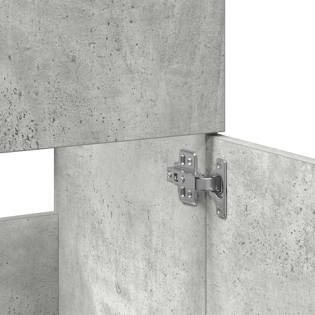 Mobile da Bagno | Armadio da bagno con Specchio Grigio Cemento Legno Multistrato