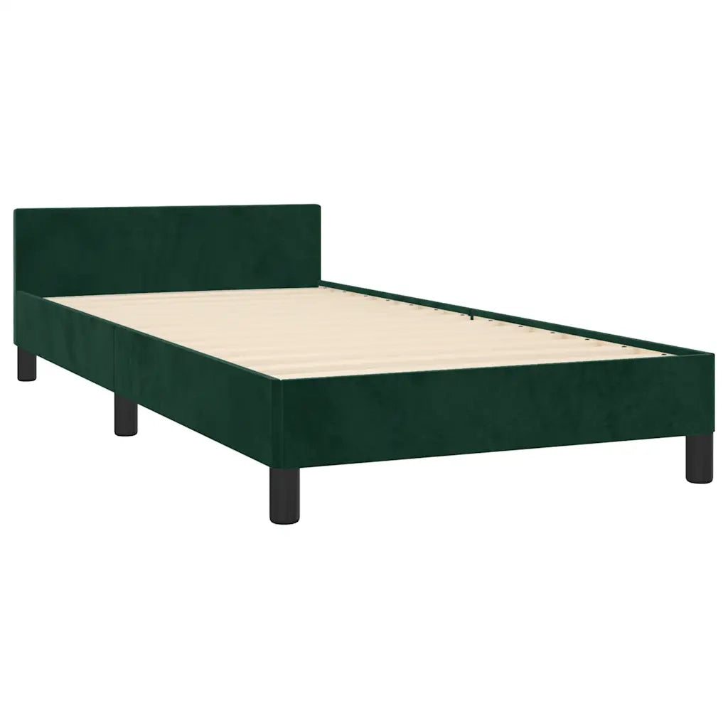 Letto singolo | Letto per adulti | Giroletto senza Materasso Verde Scuro 90x190 cm in Velluto