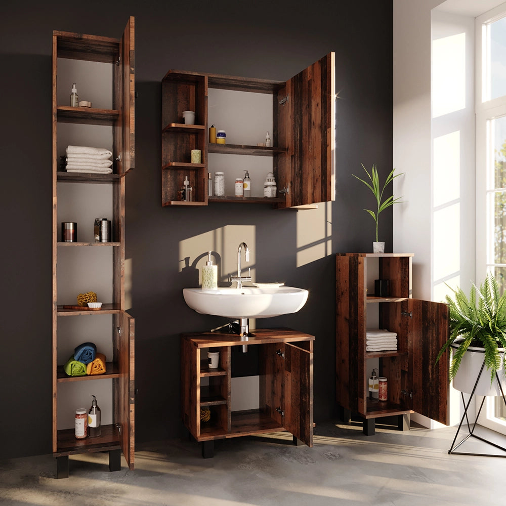 Vicco Set mobili bagno Rovere rustico 2 parti