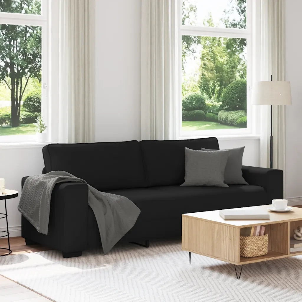 Divano a 3 Posti Nero 220x77x82 cm in Tessuto 4105178