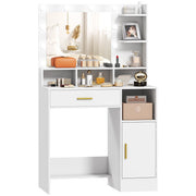 Scrivania con specchio e luci LED ¨C Minimal ¨C bianco 80x40x135cm