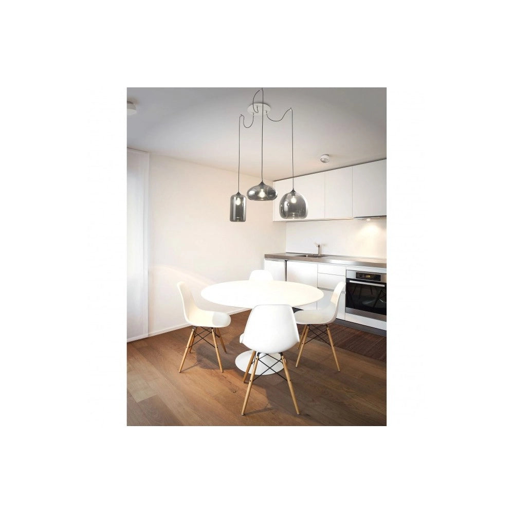 Lampadario a sospensione Fiona a Led in metallo e vetro soffiato fumè 3496-47-126 Fabas Luce