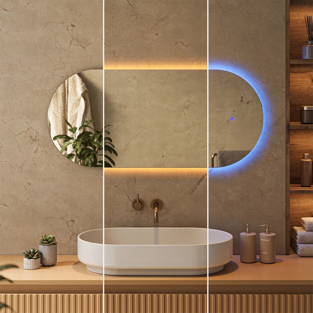 Specchio bagno Bianco 110 x 50 cm con illuminazione a LED Vicco