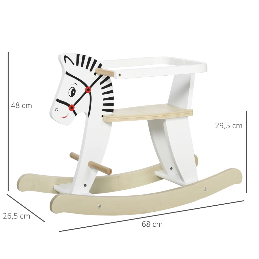 Cavallo a Dondolo Zebra ¨C Minimal ¨C Legno Naturale 80x40x60