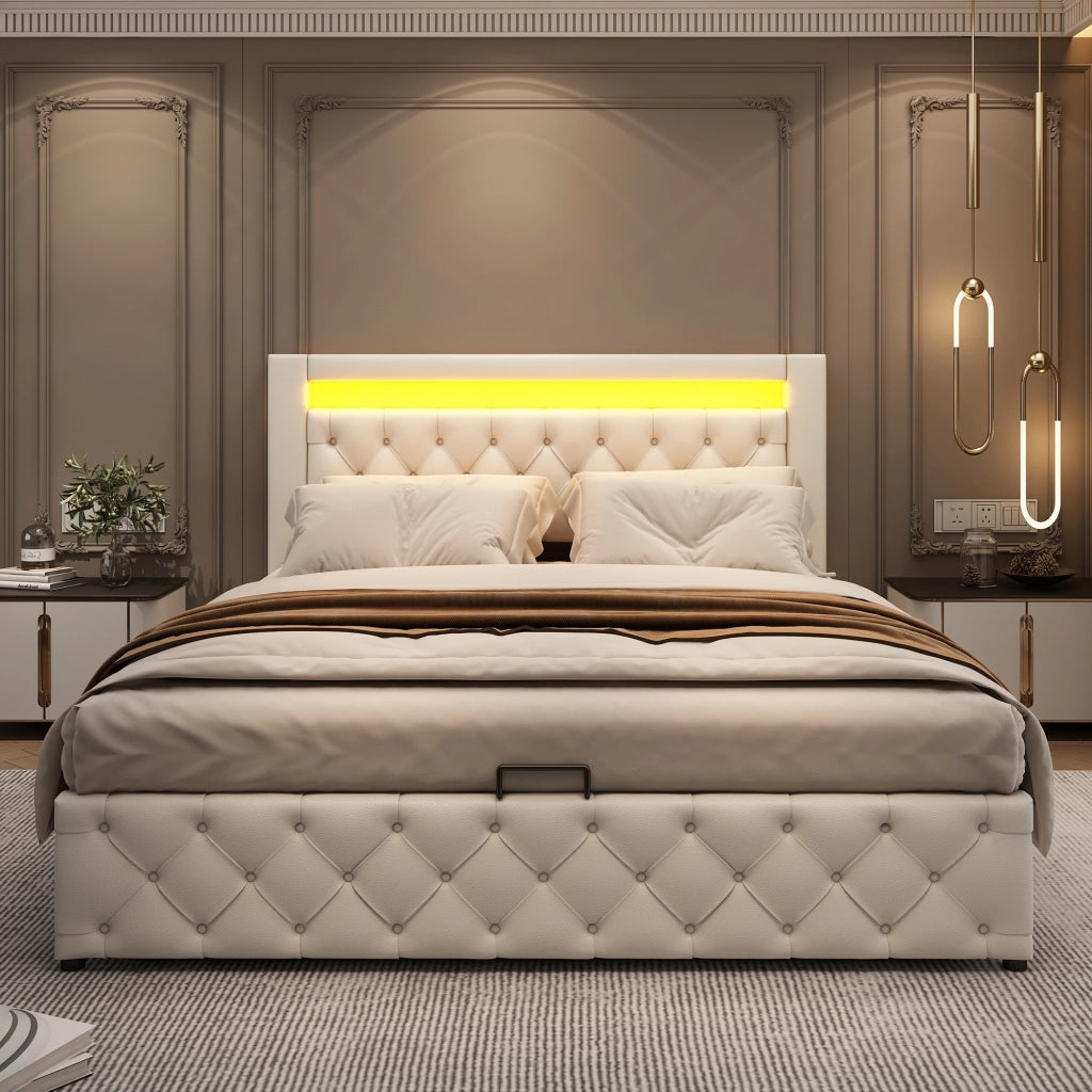letto imbottito pu bianco 142 x 207 cm