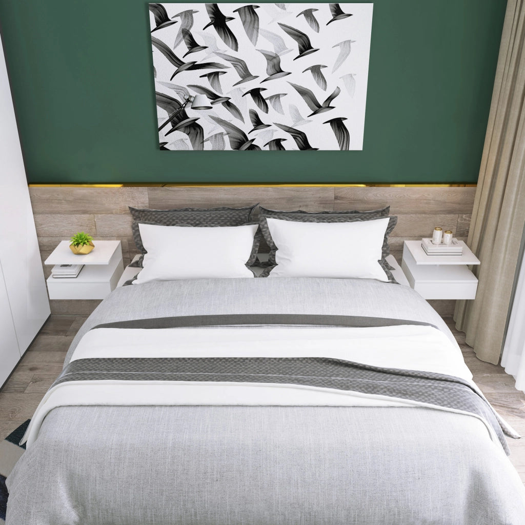 Comodino a muro ¨C Minimal ¨C Bianco, Multistrato