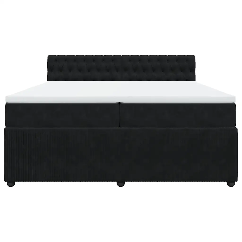 Giroletto a Molle con Materasso Nero 200x200 cm in Velluto