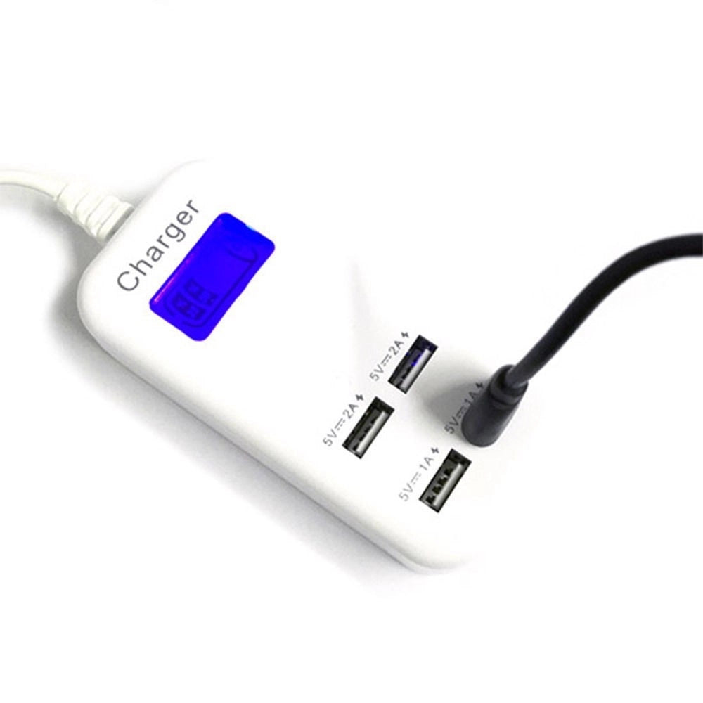 Trade Shop - Hub Usb 4 Porte 6a Con Display Led Per Controllo Ricarica Batteria -