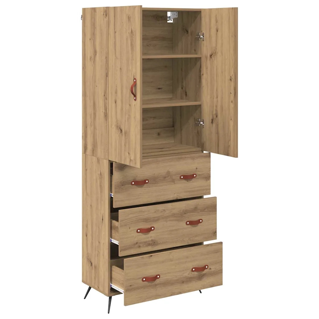 Credenza con Cassetto-Buffet-Armadio da cucina Rovere artigianale 69,5 x 34 x 180 cm 295323