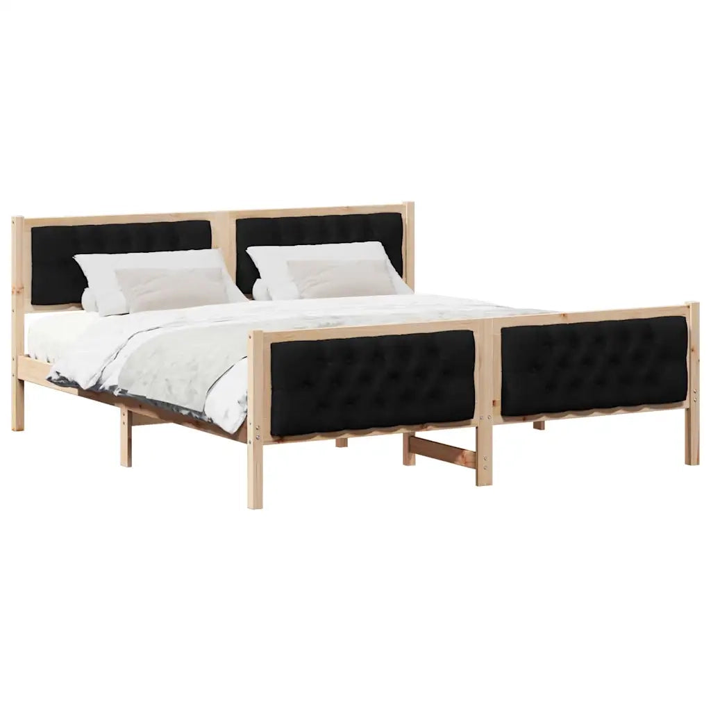Letto matrimoniale | Letto per adulti | Struttura del letto Nero 180 x 200 cm Pino massello