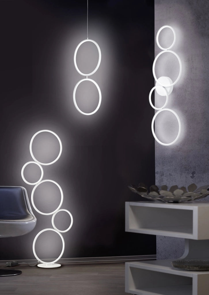 Plafoniera LED 4 cerchi, metallo, bianco opaco, L 97 cm, Rondo
