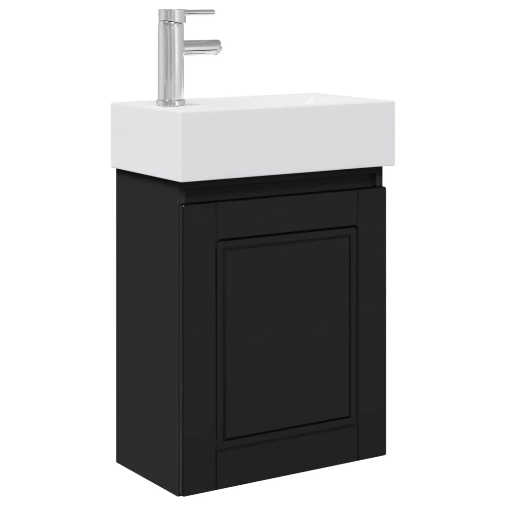 Mobile Bagno | Armadio da bagno con rubinetto Nero 45,5 x 22,5 x 84 cm
