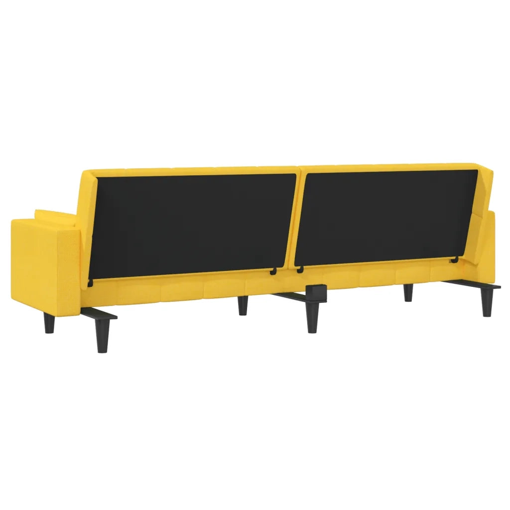 Divano Letto a 2 Posti con 2 Cuscini Giallo in Tessuto 375838