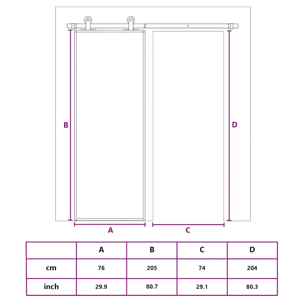 Porta Scorrevole in Vetro ESG e Alluminio 76x205 cm Nera 151020