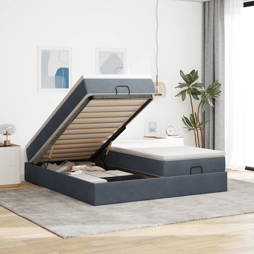 Struttura Letto Pouf con Materassi 200x200 cm Velluto 3311268