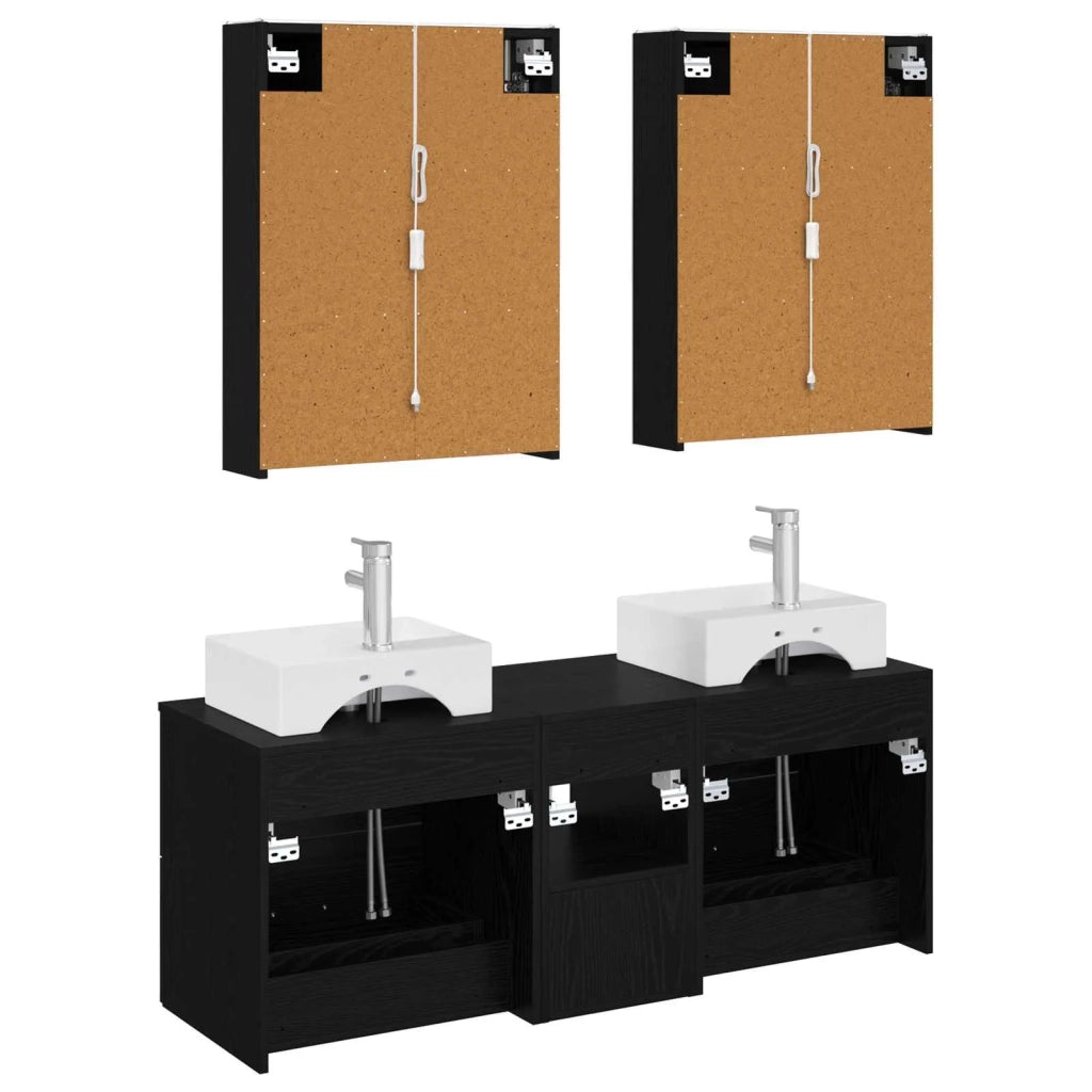 Set di mobili per il bagno 5 pcs Rovere Nero 3406808