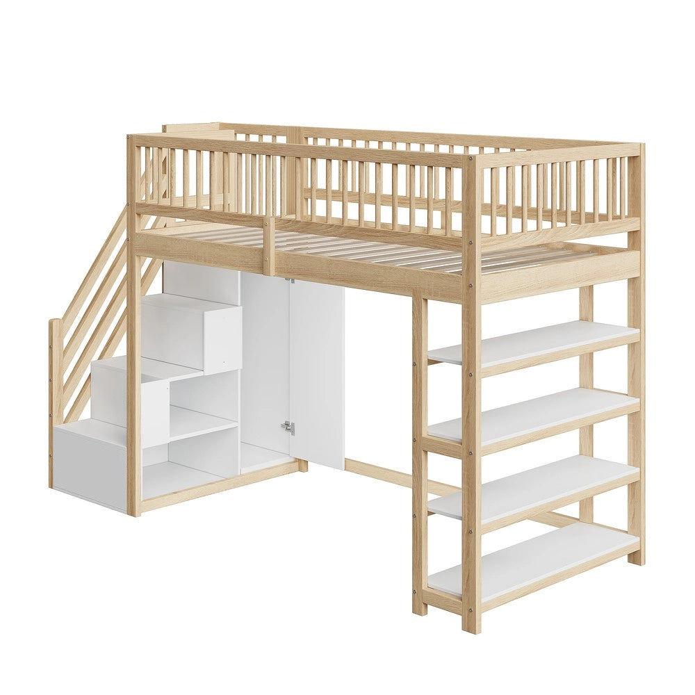 Letto a Soppalco con Armadio e Cassetti ¨C MINIMAL ¨C Massello, 90x200