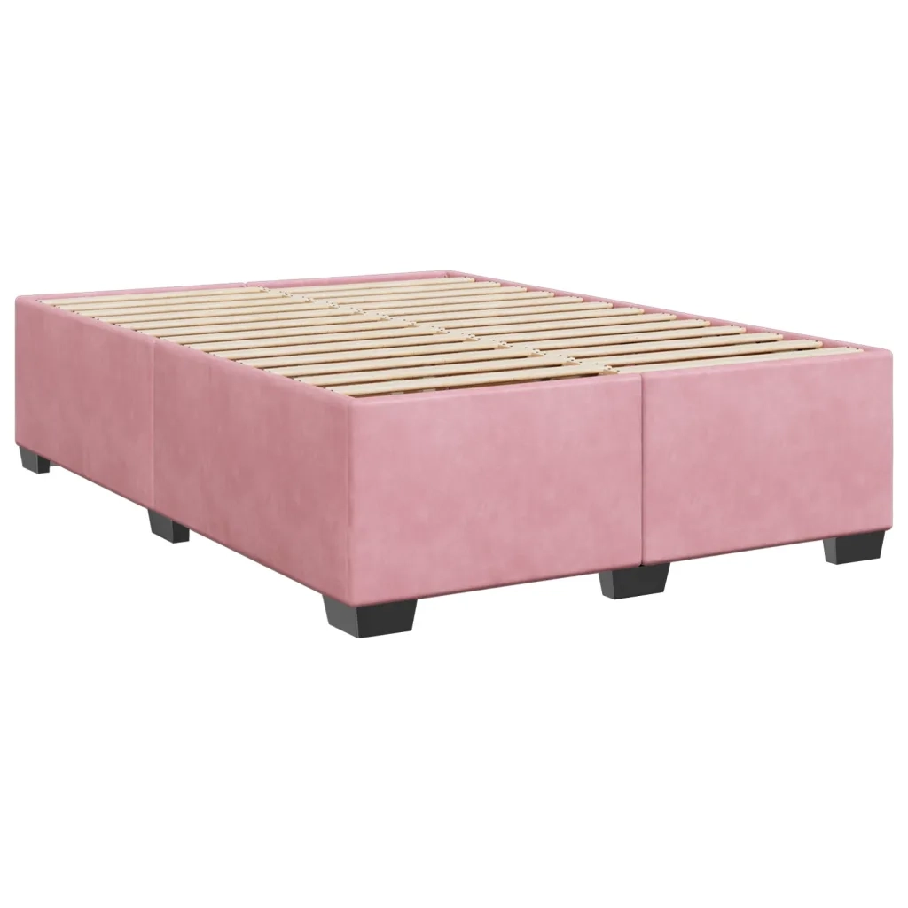 Giroletto a Molle con Materasso Rosa 160x200 cm in Velluto 3286365
