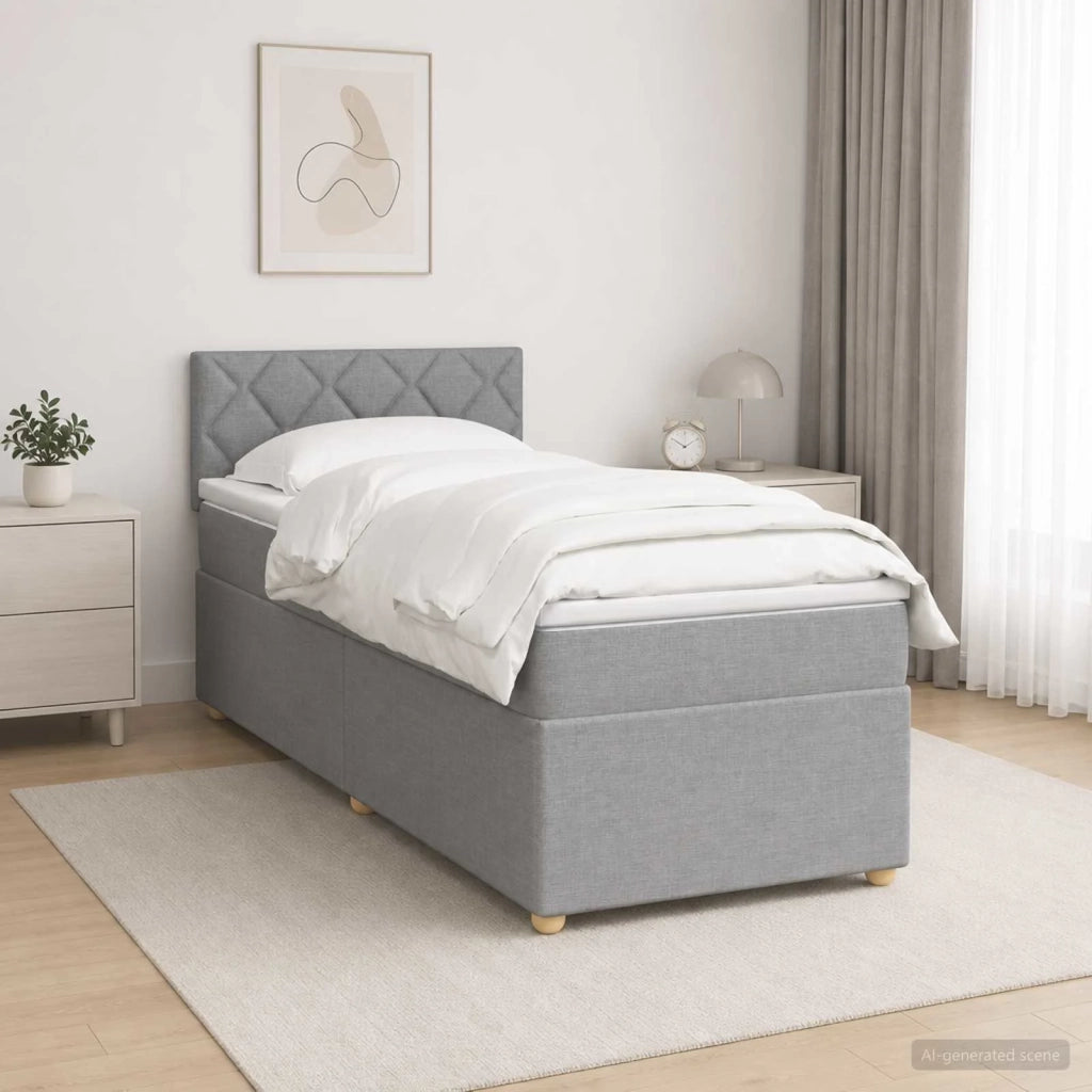 Letto box spring con materasso Grigio Chiaro 80 x 200 cm 3450832