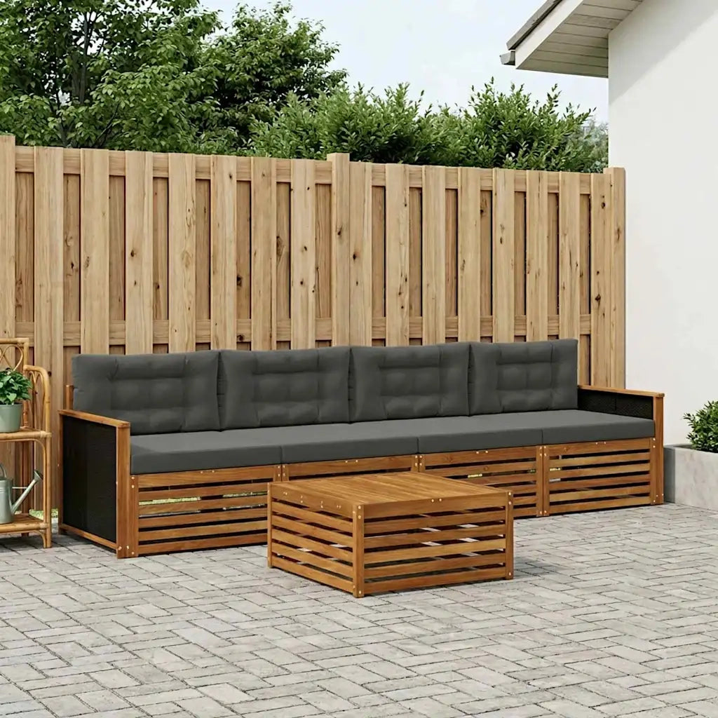 Set di divani da esterno con cuscino 5 pcs Naturale e Antracite 3382985