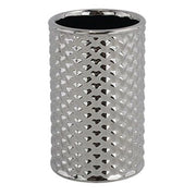 Trade Shop - Bicchiere Porta Spazzolini Accessorio Silver Con Effetto Cuoricini Arredo Bagno 87818 -