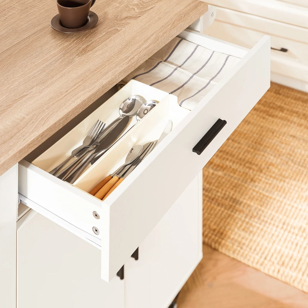 Mobile da cucina Isola cucina con 2 ante e 2 cassetto Credenza buffet Carrello cucina 105x46x92 cm FKW126-WN