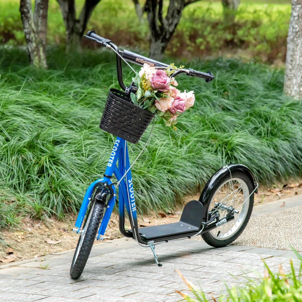 Scooter per Bambini con Freni, Cestino e Altezza Regolabile ¨C Minimal ¨C Blu e Nero